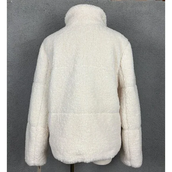 Levis Women's Stand Collar Sherpa Puffer Jacket Zip Up Pockets XL Cream NWT's. - Picture 5 of 8